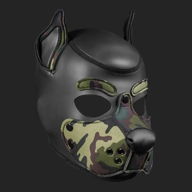 Mr S Leather K9 Hood Camo, neoprene puppy hood | Dark-Ink