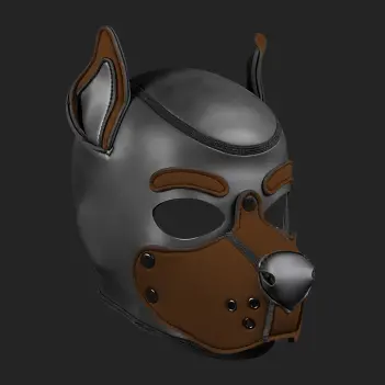 Capucha puppy K9 Hood Brown Mr S Leather, hocico snap | Dark-Ink