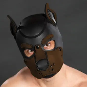 Capucha puppy K9 Hood Brown Mr S Leather, hocico snap | Dark-Ink