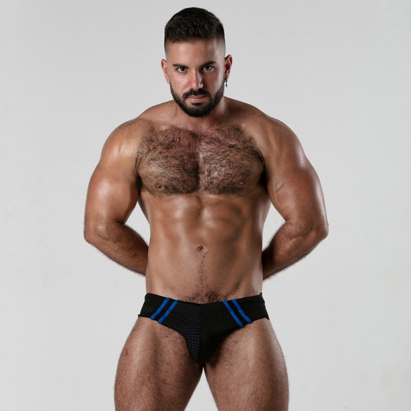 Dark Room Swim Brief Blue stripes 44653