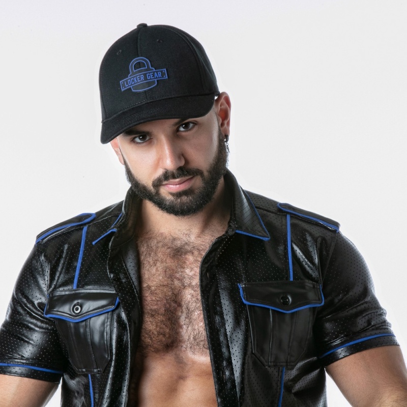 Punch Hole Leatherette Shirt Blau 44786