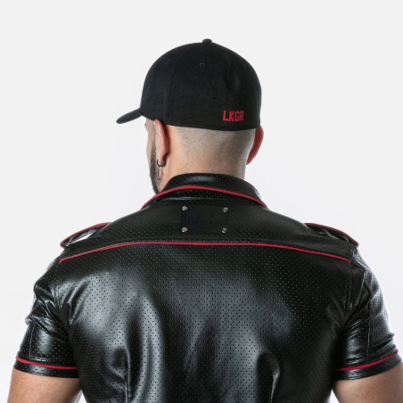 Punch Hole Leatherette Shirt Rouge 44795