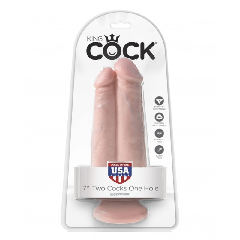 Two Cocks One Hole 7" 17cm flesh 45728