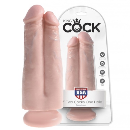 Two Cocks One Hole 7" 17cm flesh 45730