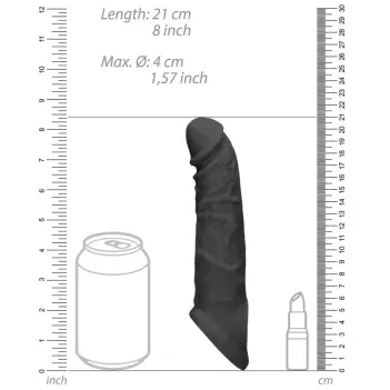 Penis Sleeve RealRock 21 cm Halterungsringe inklusive | Dark-Ink