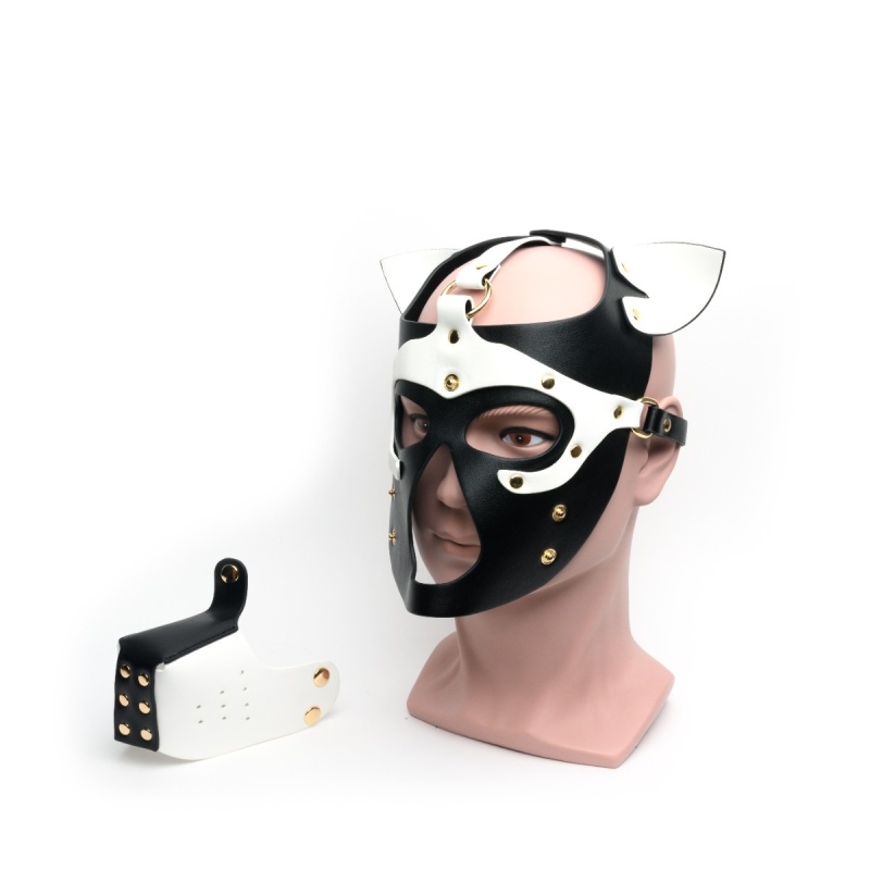 665 Bondage Pup Hood Black/White 45969