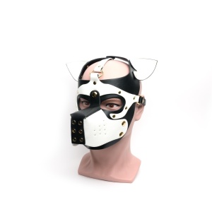 665 Bondage Pup Hood Black/White 45975