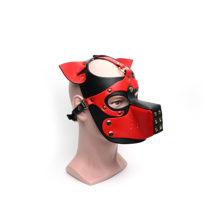 665 Bondage Pup Hood Black/Red 45986