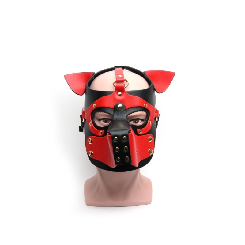 665 Bondage Pup Hood Black/Red 45987