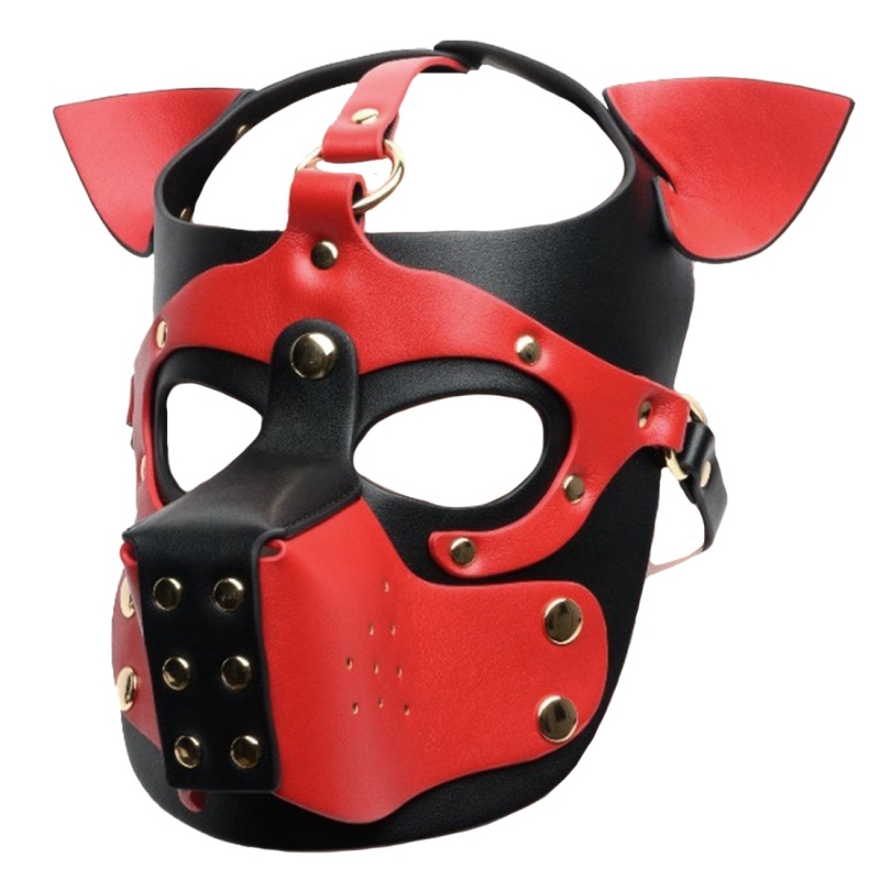 665 Bondage Pup Hood Black/Rot 46004