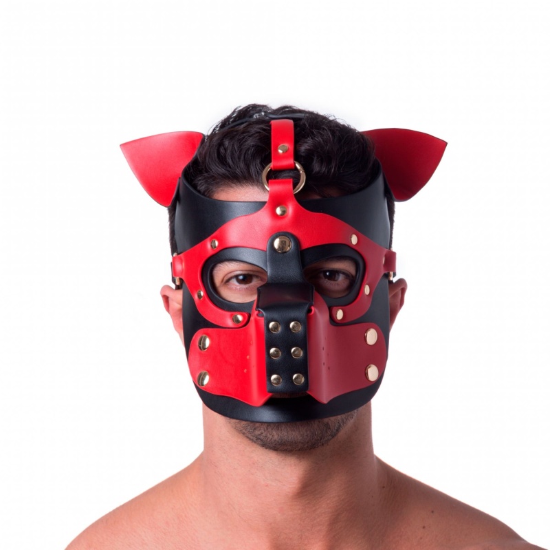 665 Bondage Pup Hood Black/Rouge 46009