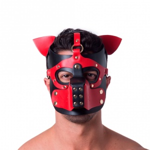 665 Bondage Pup Hood Black/Rojo 46009