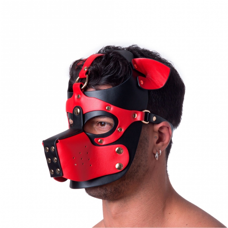 665 Bondage Pup Hood Black/Rot 46010