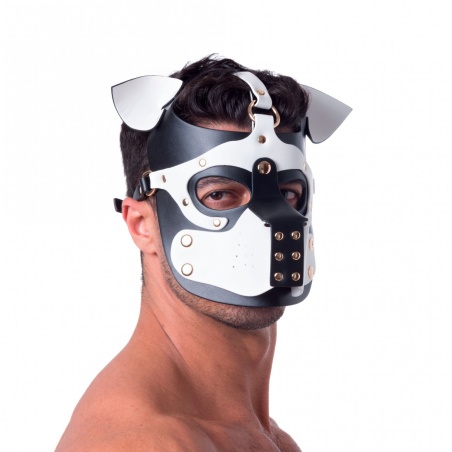 665 Bondage Pup Hood Black/White 46012