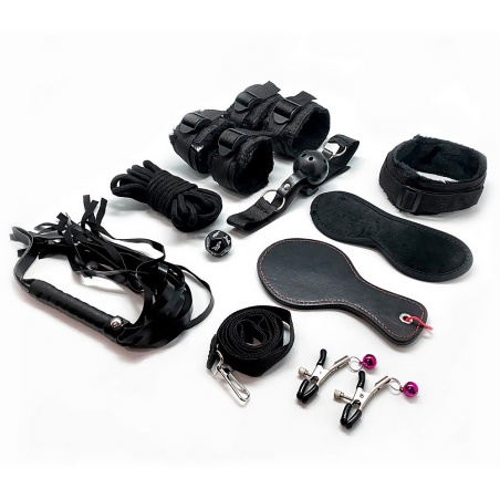 BLACK BDSM FURY KIT 10 accessoires 46154