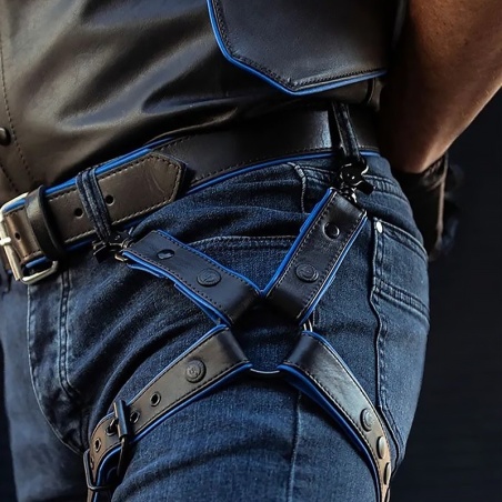 Bein-Harness Hunter Leder Schwarz/Blau 46466