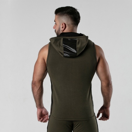 BACKROOM SLEEVELESS HOODY KHAKI 47070