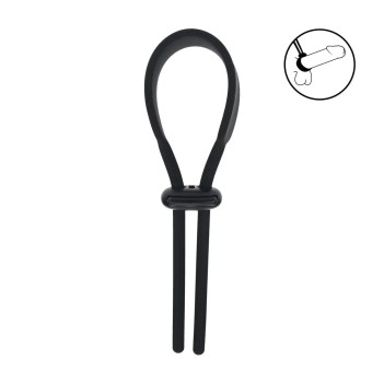 Wide adjustable silicone lasso cockring - 5mm - black