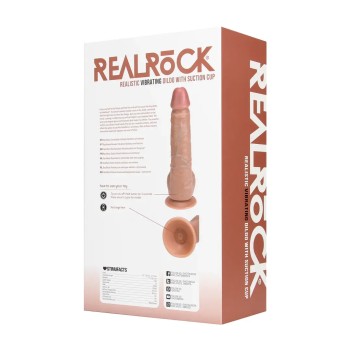 Vibrating regular straight cock with balls - 9" / 23 cm - tan