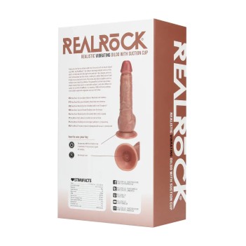 Vibrating regular straight cock with balls - 9" / 23 cm - tan