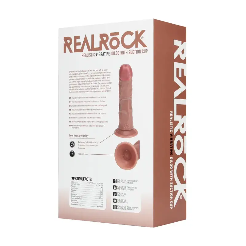 Vibrator realistisch gebogen RealRock ohne Hoden tan | Dark-Ink