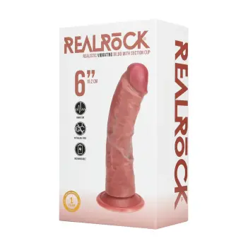 Dildo vibrador curvo RealRock sin bolas coloris tan | Dark-Ink