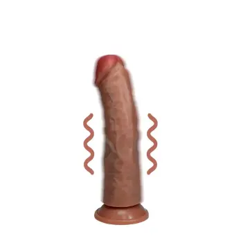 Vibrator realistisch gebogen RealRock ohne Hoden tan | Dark-Ink