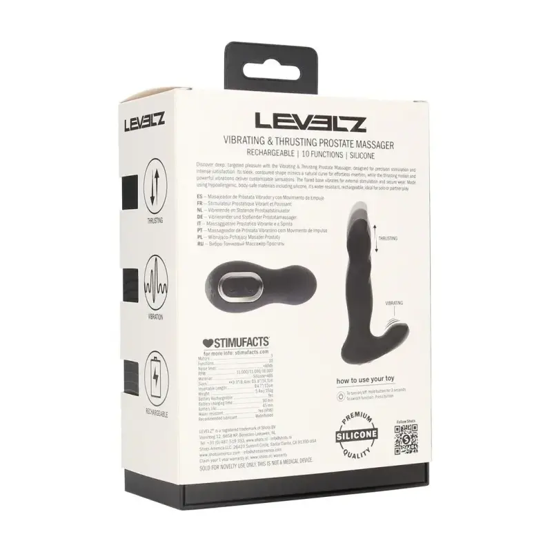 LEVELZ Prostata-Massager Silikon Thrusting 10 Modi schwarz | Dark-Ink