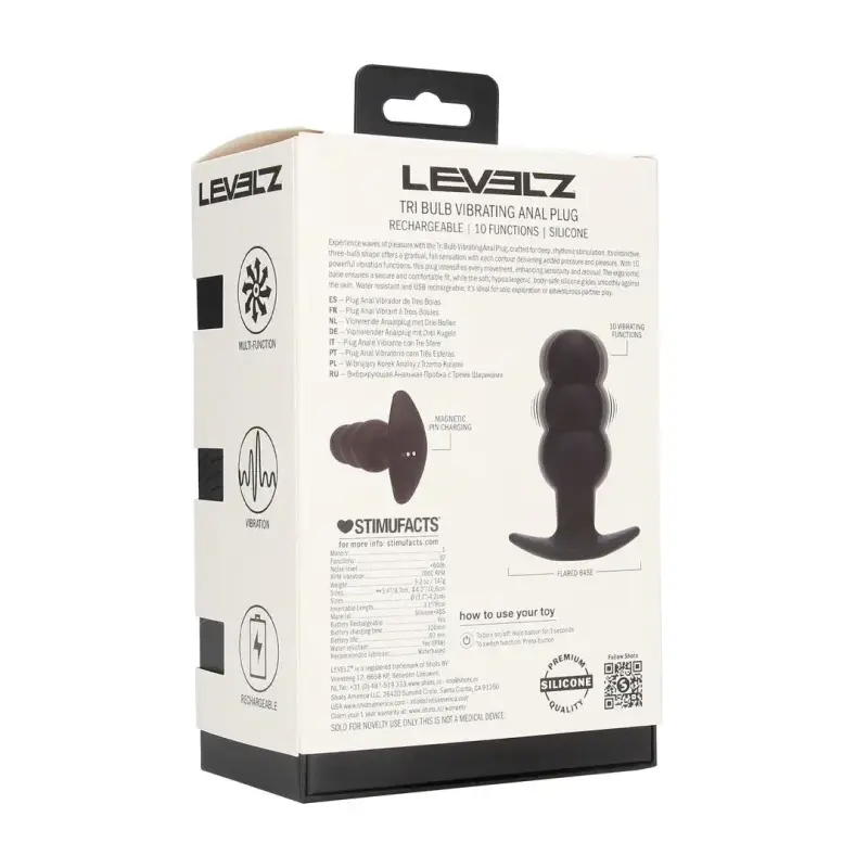LEVELZ Tri Bulb Vibro-Analplug Silikon drei Stufen schwarz | Dark-Ink