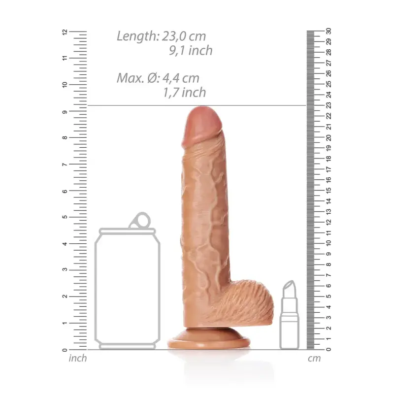Realistischer Dildo mit Hoden und Saugnapf RealRock | Dark-Ink