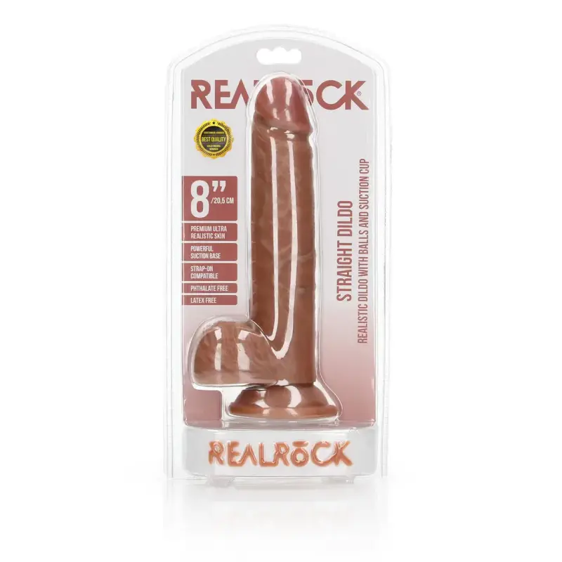 Realistischer Dildo mit Hoden und Saugnapf RealRock | Dark-Ink