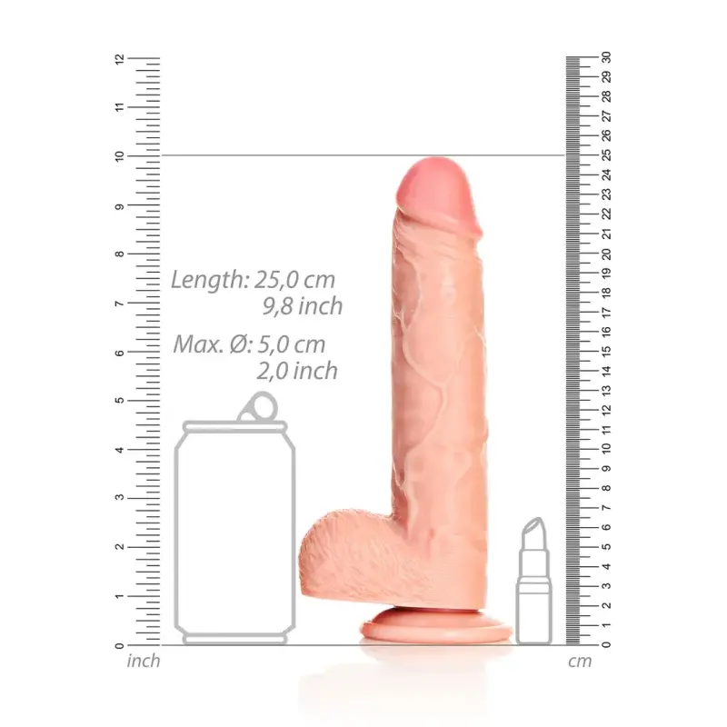 Realistischer Dildo mit Hoden und Saugnapf RealRock | Dark-Ink