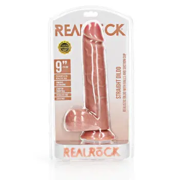 Realistischer Dildo mit Hoden und Saugnapf RealRock | Dark-Ink