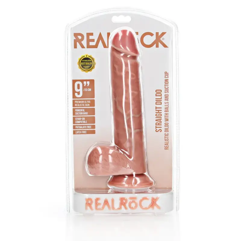 Realistischer Dildo mit Hoden und Saugnapf RealRock | Dark-Ink