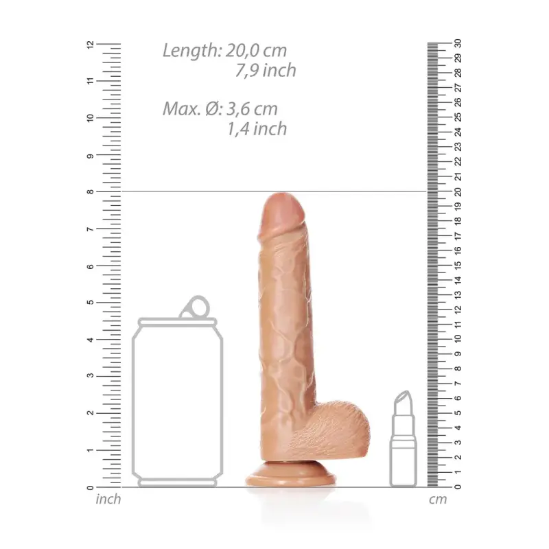 Realistischer Dildo mit Hoden und Saugnapf RealRock | Dark-Ink