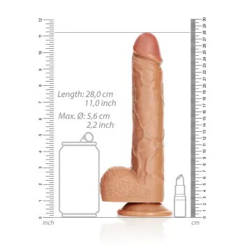 Realistischer Dildo mit Hoden und Saugnapf RealRock | Dark-Ink