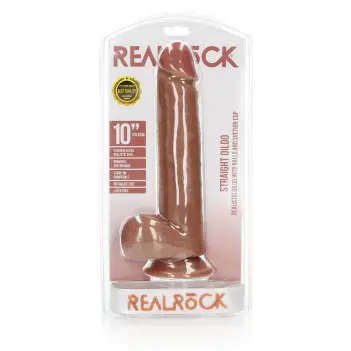 Realistischer Dildo mit Hoden und Saugnapf RealRock | Dark-Ink