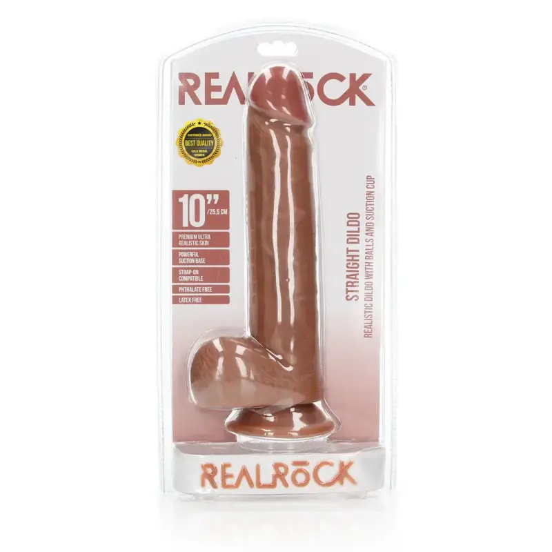 Realistischer Dildo mit Hoden und Saugnapf RealRock | Dark-Ink