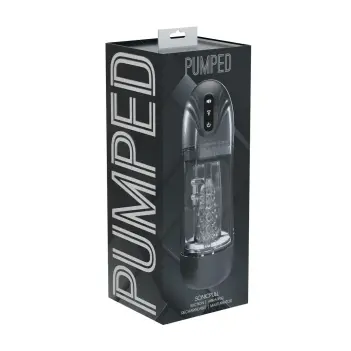 PUMPED SonicPull Masturbator Pump, suction vibration audio | Dark-Ink