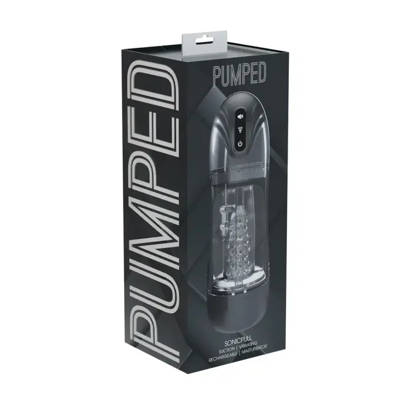 PUMPED SonicPull Masturbator Pump, suction vibration audio | Dark-Ink