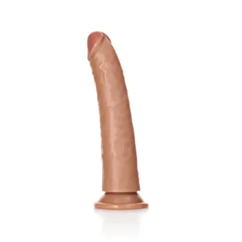 Dildo realista slim RealRock 20,5 cm ventosa sin bolas | Dark-Ink