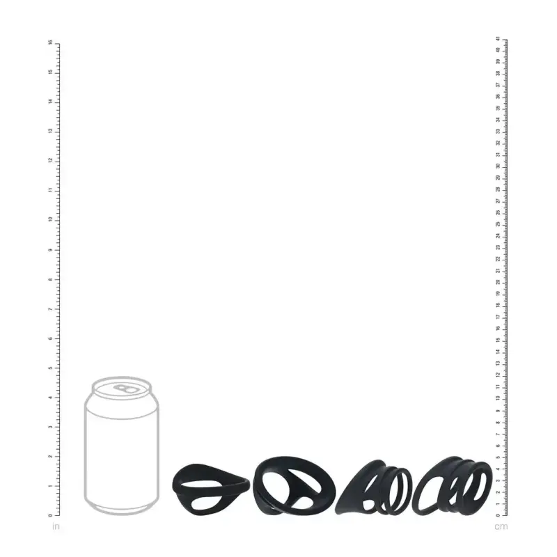 LEVELZ Penisring Set Silikon 4 Formen Cock & Balls schwarz | Dark-Ink
