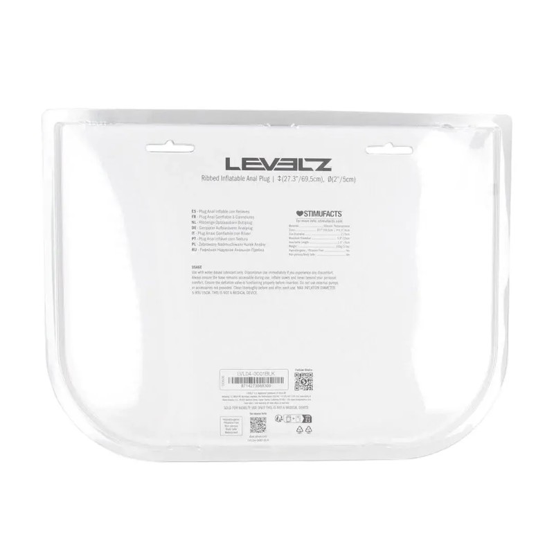 Ribbed inflatable silicone anal plug - black