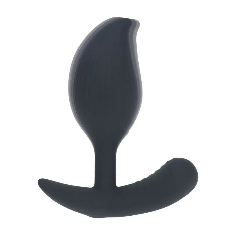 Remote control vibrating liquid silicone anal plug - black