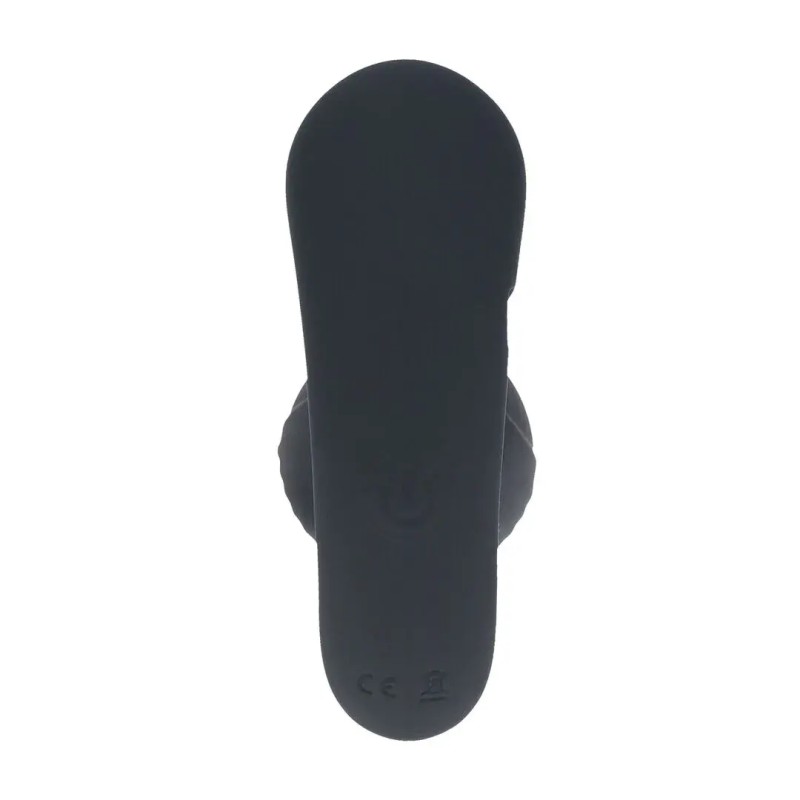 Remote control vibrating liquid silicone anal plug - black