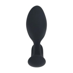 Remote control vibrating liquid silicone anal plug - black