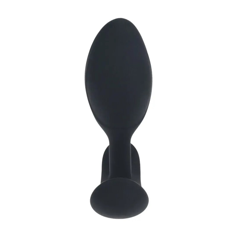 Remote control vibrating liquid silicone anal plug - black