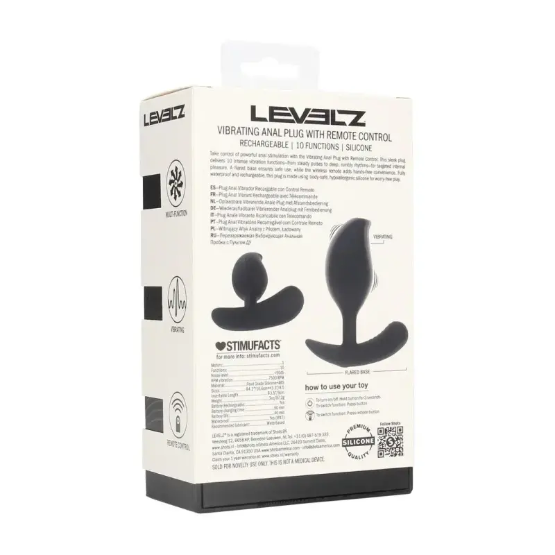Remote control vibrating liquid silicone anal plug - black