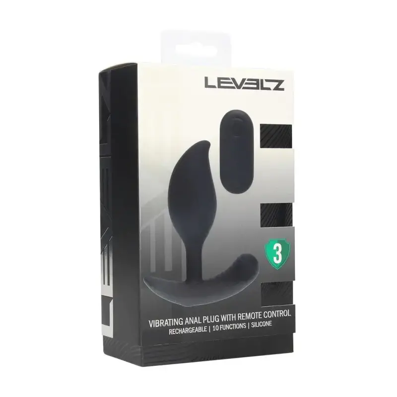 Remote control vibrating liquid silicone anal plug - black
