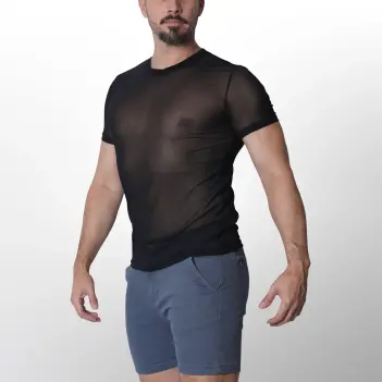 CB13 Phantom Mesh T-Shirt, volle Länge halbtransparent | Dark-Ink